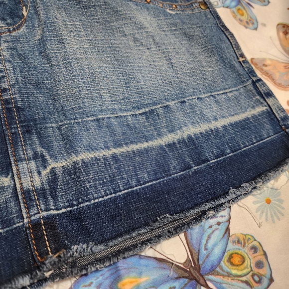 Vintage Y2K Jolt Womens Blue Denim Mini Skirt Size 7 - Picture 5 of 13